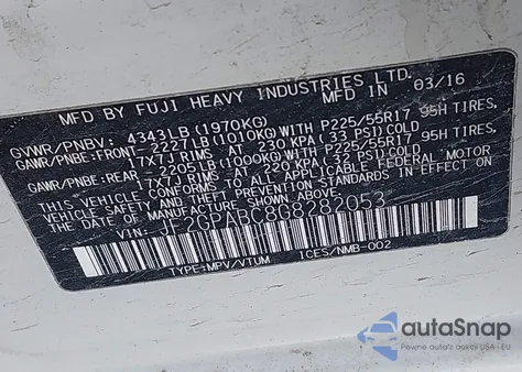 2016 Subaru Crosstrek 2.0I Premium из США, поврежденный, VIN JF2GPABC8G8282053